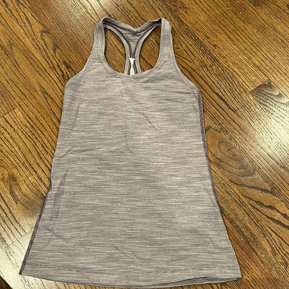 lululemon racer back tank size 6 in purple pinstripe